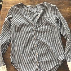 Michael stars blue stripped button up